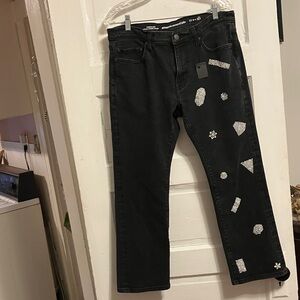 Used , but upcycled by me.  Amazon black jeans. W 33”-28” unisex n hand sewn